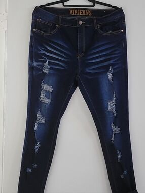 VIP Jeans Distressed Skinny Jeans - Dark Wash - Size 17/18 Regular - Stretchy